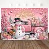 Christmas Car Snowman Reindeer Christmas Gift Theme Banner Background, Children's Birthday Party Decoration Photography Backdrop