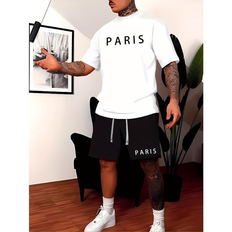 

Summer men s sports casual suit short-sleeved T-shirt shorts youth fashion two-piece set XL