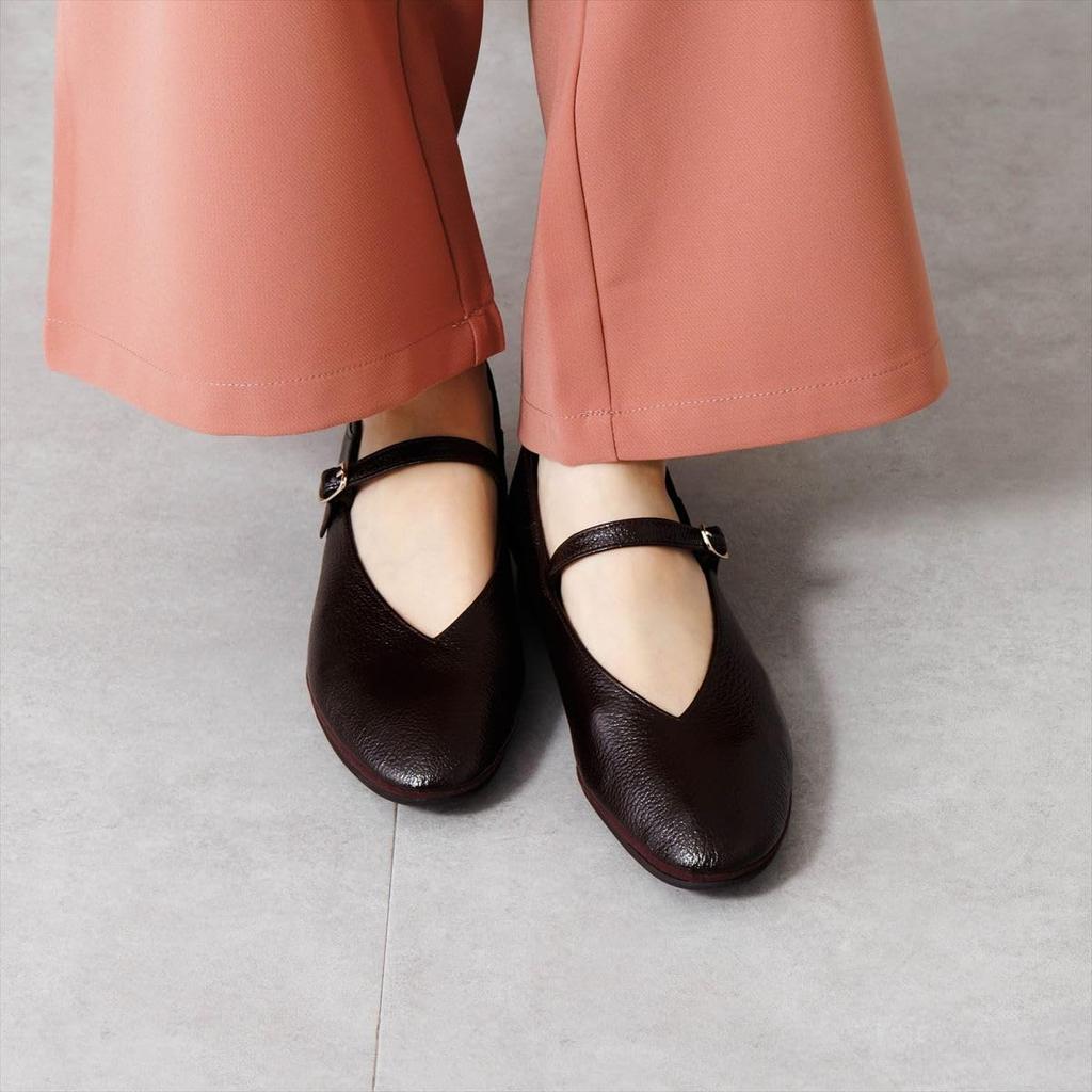 Soft genuine easy to slip HIMIKO Soft Flat Mary Jane 605008 Dark Brown 230 leather, leather, on. (Himiko)