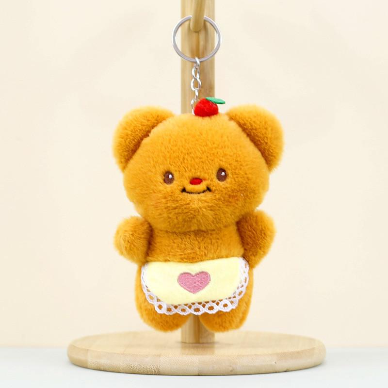 Adorable Butter Bear Plush Keychain Soft Teddy Key Ring Cute Mini Stuffed Animal OrangeYellow