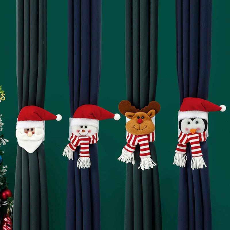 Christmas Curtain Buckle Tieback Santa Snowman Curtain Tiebacks Hook Fastener Buckle Clamp For Xmas Ornaments Decorations 2025
