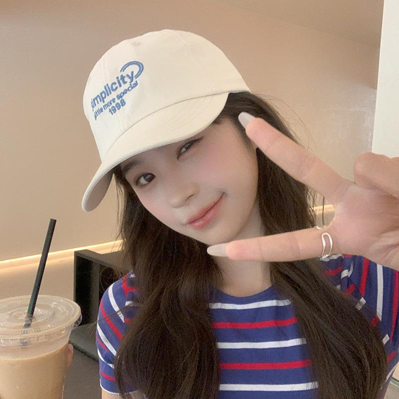 Letter Embroidered Baseball Cap New Korean Baseball Cap Women's Wide Brim Face Letters Sun Protection Baseball Cap