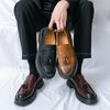 Herren Punk Loafer Business Schuhe mit Absatz Schwarze Braune Lederschuhe Dicke Sohle Plateau Business Schuhe Übergröße