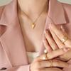 Stylish Heart Pendant Necklace: 18K Gold-Plated Titanium Steel, Cold-Style Clavicle Chain for Women