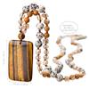 High-End European-American Tiger's Eye Spotted Stone Pendant Necklace for Women – Handmade, Stylish, and Unique