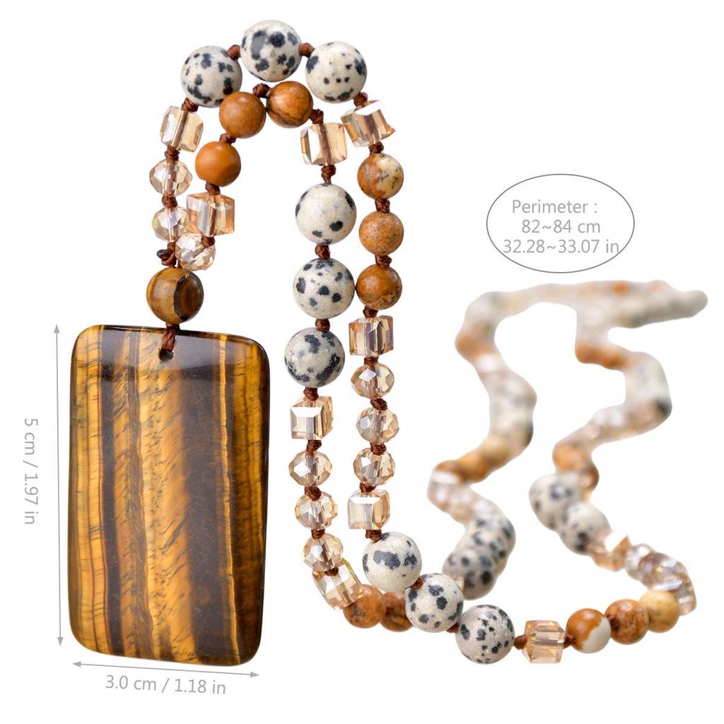 High-End European-American Tiger's Eye Spotted Stone Pendant Necklace for Women – Handmade, Stylish, and Unique