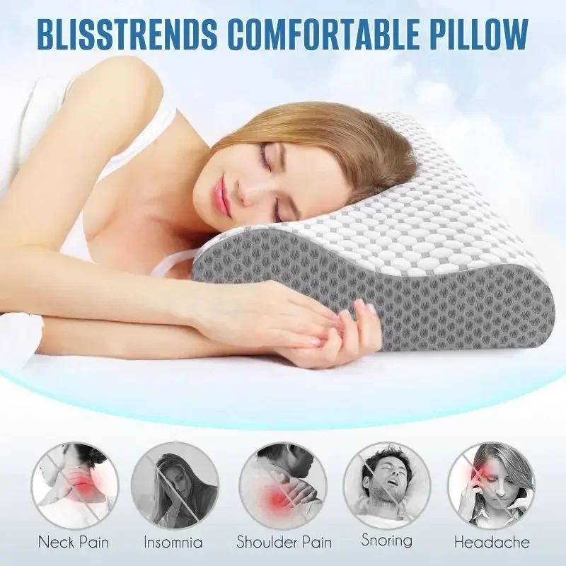 Neck and Shoulder Pain Relief Memory Sponge Pillow Slow Rebound Breathable Deep Sleep Neck Pillow Soft Cool Neck Pillow