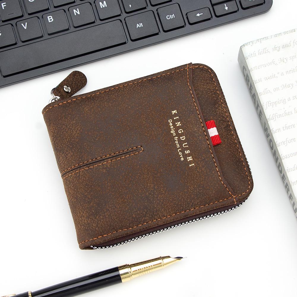 Men's Retro Zipper Tri-Fold Wallet with Coin Purse, Multi-Card Slots, and Chain Clip - Large Capacity