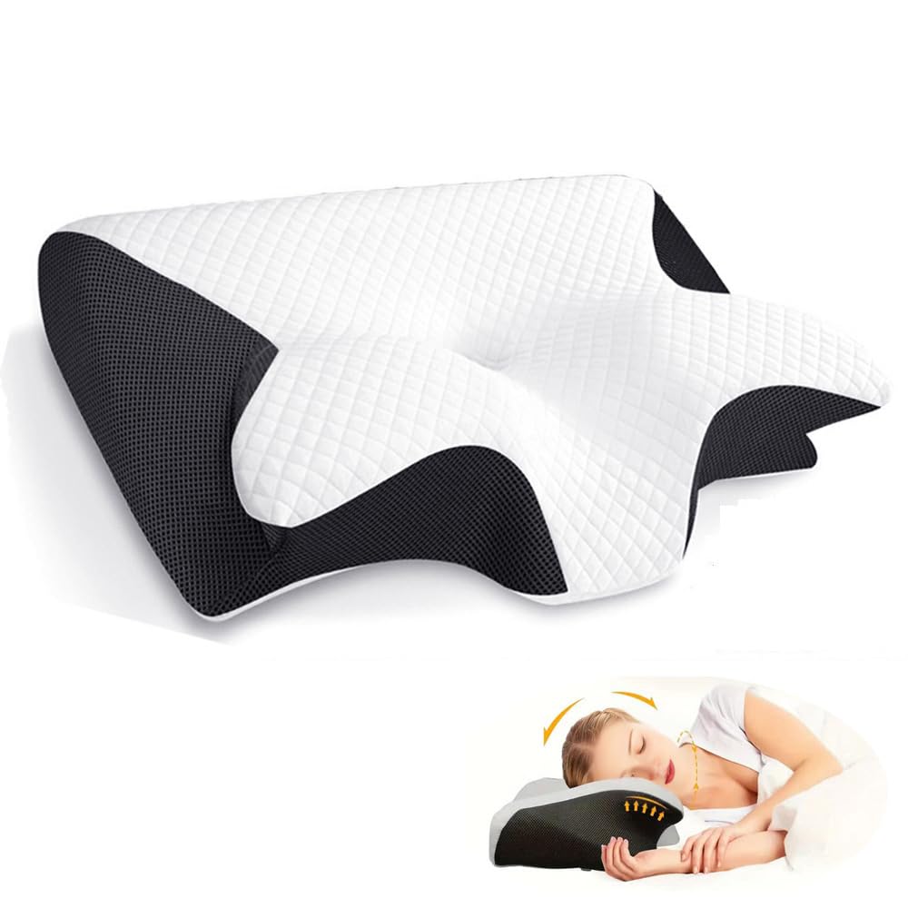 AXUPOXX Memory Foam Pillow, Ultra Neck Pain Relief Ergonomic Support Pillow for Side, Back, and Stomach Sleepers, Orthopedic Bed Pillow,