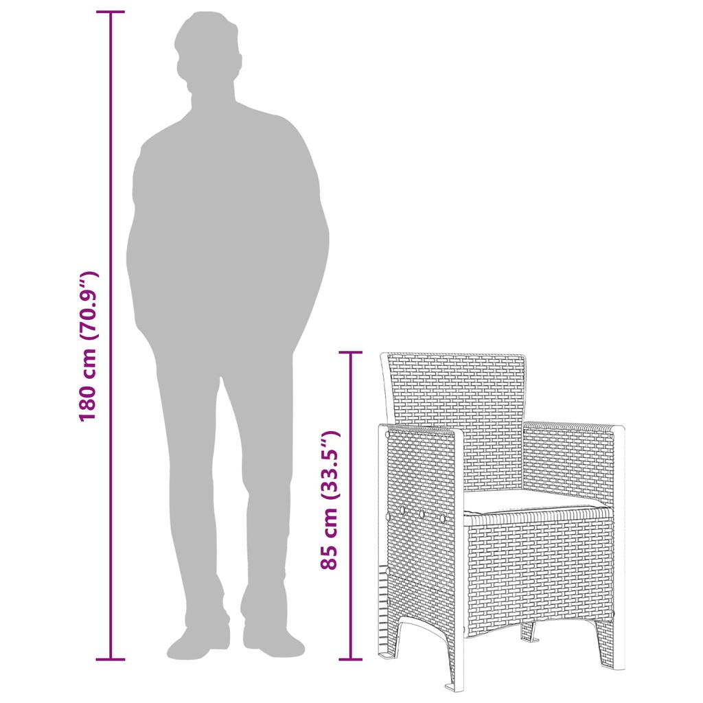 Garden Chair with Cushion 4 pcs Brown 53 x 49 x 85 cm Polypropylene