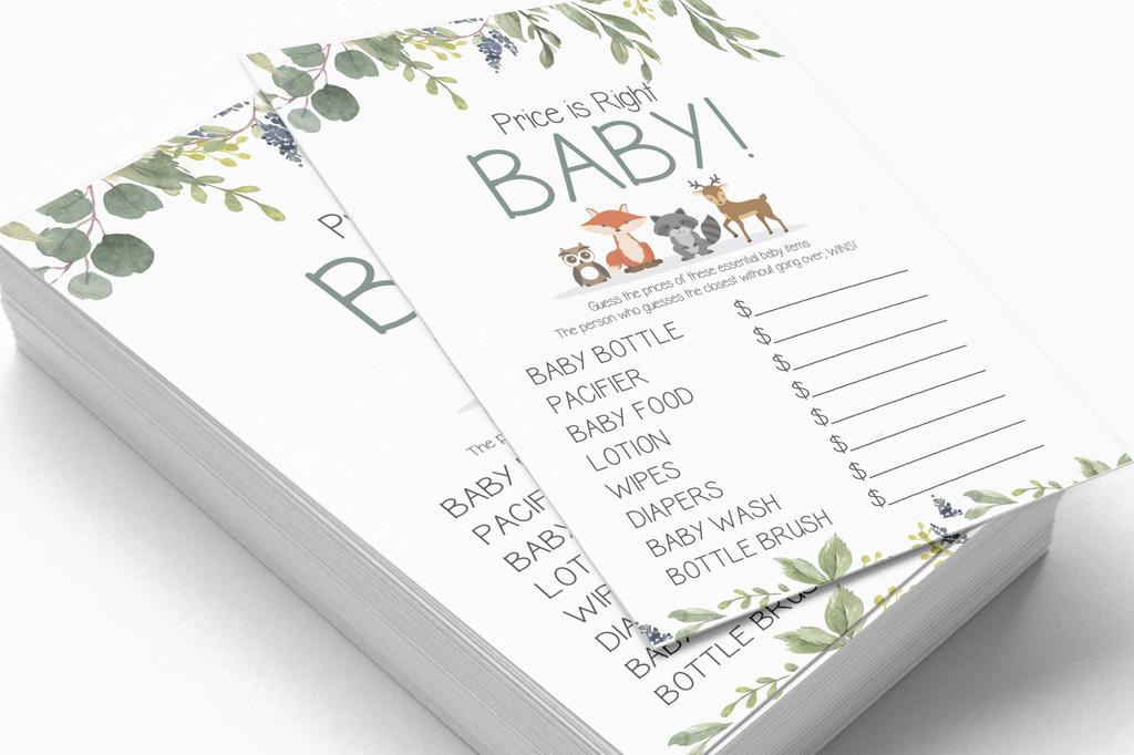 Inkdotpot 50A  Advice CardsA  For Baby Shower Game Gender Neutral Advice For New Mom & Dad Greenery & Animals Boy Or GirlA  Party