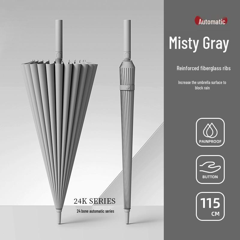 Premium 24-Rib Long Handle Automatic Umbrella – High-Grade Storm Resistant, Customizable, Extra Large Protection
