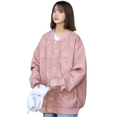 Giacca da Lavaggio in Pelle PU Giapponese per Cappotto da Donna per Primavera e Autunno Nuova Versatile Uniforme da Baseball Americana in Pelle