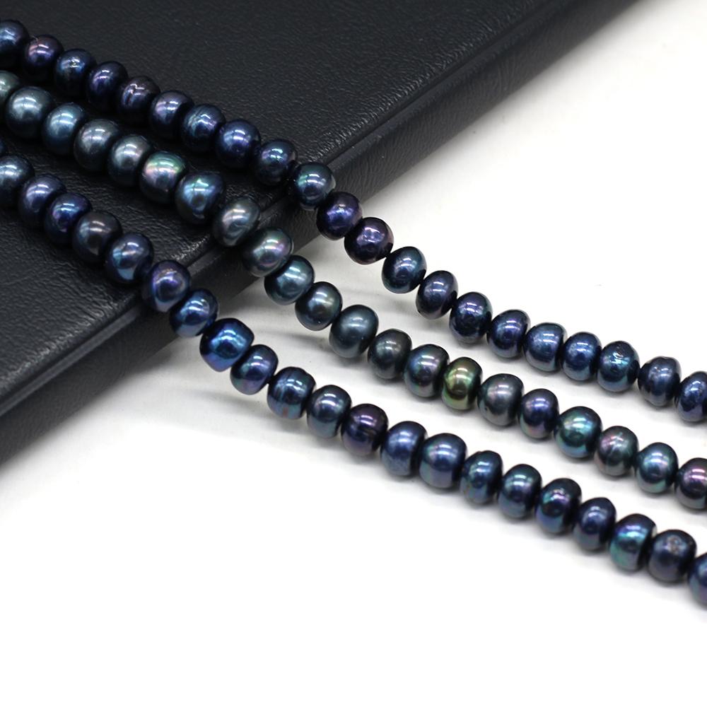 1String, Black Coin Pearl 8-9mm, Fashion Women Natural Freshwater Pearl Beads for Jewelry Making DIY Crafts, Luxury Bulk Gifts 36cm