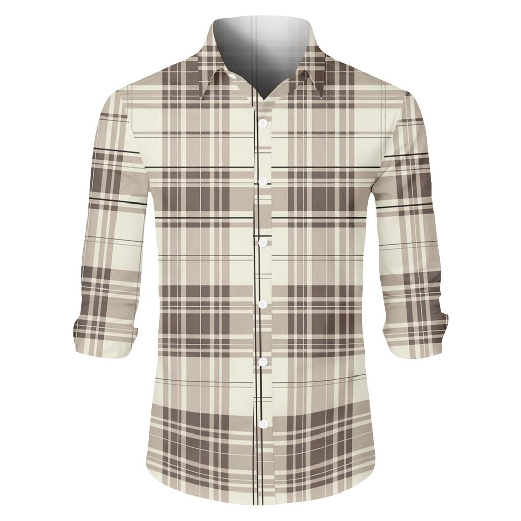 Men's striped print long sleeve button,up shirt