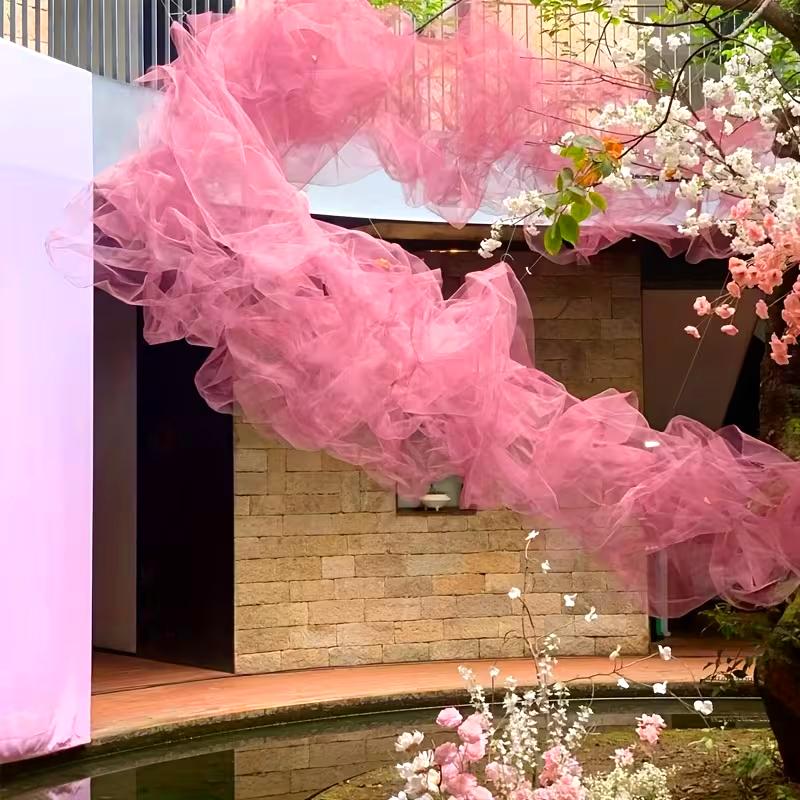 1PC Lightweight Artistic Breathability Beautiful Atmosphere Transparent Holiday Decorations Organza Fabric Romantic 1Mx150CM