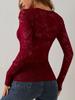 2024 Autumn/Winter Floral Lace Fan-Shaped Blouse for Women