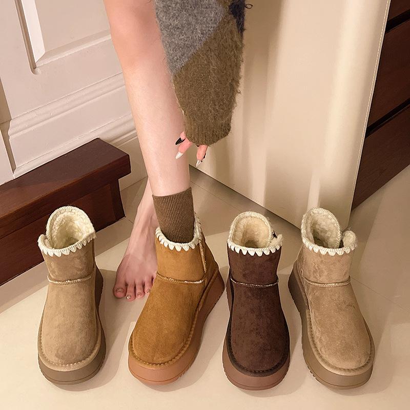 [Fanfna] thick-soled snow boots women's 2025 winter new women's short boots piled and thickened warm Northeast cotton shoes