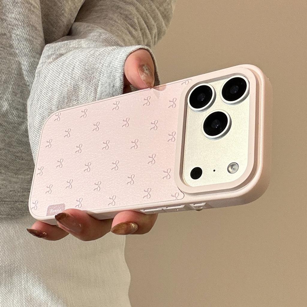 Rosa Schleife Leder Handyhülle für Apple 17 Promax für IPhone 16 Koreanisch 15 für Huawei für Samsung 14