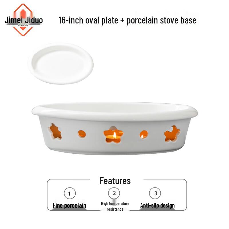 White Ceramic Oval Warming Dish Set