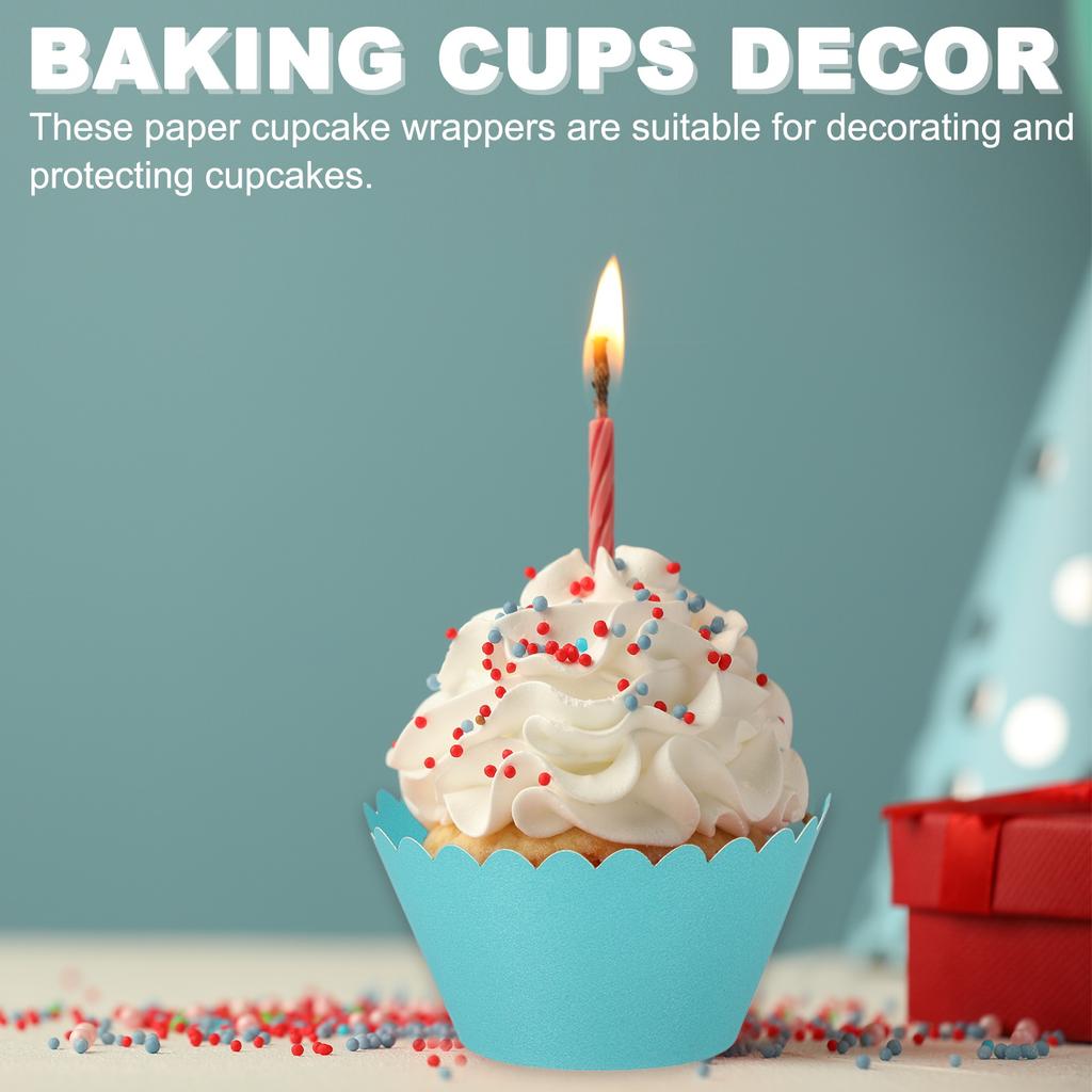 50pcs Baking Cupcake Wrapper Wraps Cake Box Baking Cups Standard Wave Decoration for Anniversary Birthday Weddings Parties