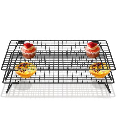 2Pcs Cooling Rack with Collapsible Legs Carbon Steel Cooling Stand Nonstick Stackable Cookie Cake Cooling Rack Baking Tool