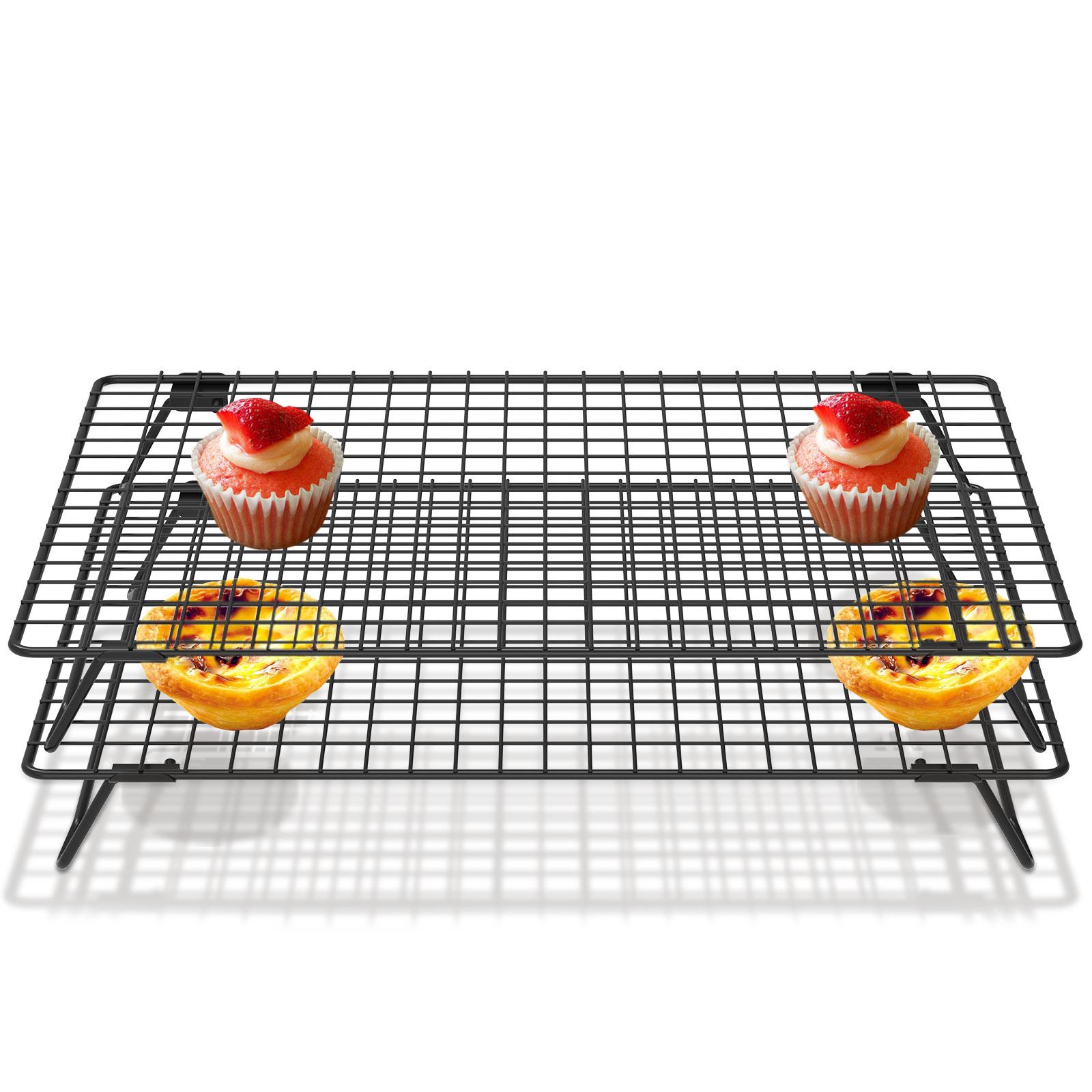 

2Pcs Cooling Rack with Collapsible Legs BBQ Bread Cake Cooling Rack Drip Dry Rack Grid Baking Pan Household Kitchen Baking Tools чёрный