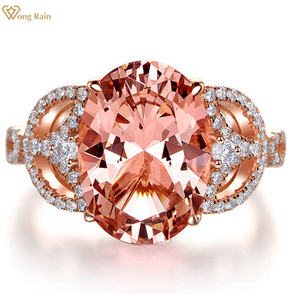 

Wong Rain Luxury100% Стерлинговое Серебро 925 пробы овальной огранки 10 CT Циркон AAAAA Драгоценный камень Свадебные обручальные кольца Ювелирные изделия Размер кольца 5-9 US 5 розовый
