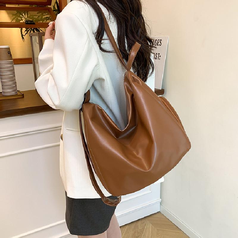 Borsa a tracolla casual da donna, di grandi dimensioni, a forma di raviolo, tinta unita, per donna
