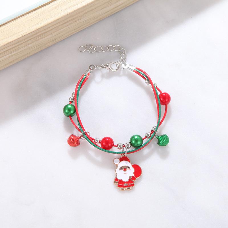 

Christmas Reindeer Bell & Santa Candy Cane Beaded Adjustable Bracelet for Women