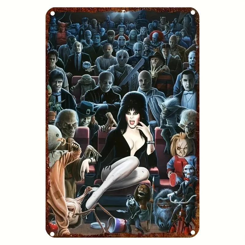 Retro Halloween Metal Sign Horror Movie Theme Shabby Iron Painting Tin Signs Wall Art Man Cave Film Theater Club Home Decoration