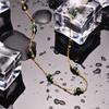 Necklace for Stainless 18K Gold Crystal [Rockyu] Women, Steel, Plated, Green, Black, Beads, Chain, 45-50cm (black)