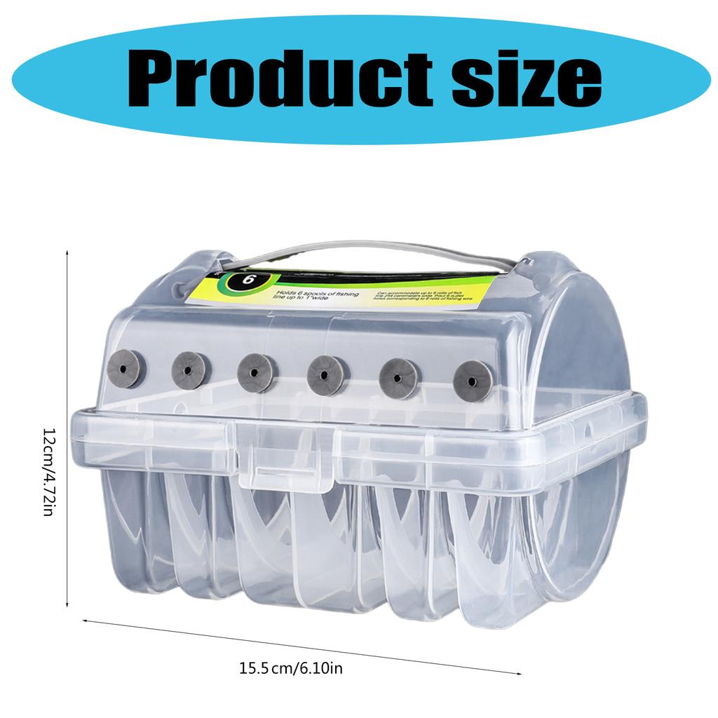Line Winder Spool Box Fishing Tackle Box Line Organizer Multifunction Clear Case 6 Compartment Fishing Line Storage Case