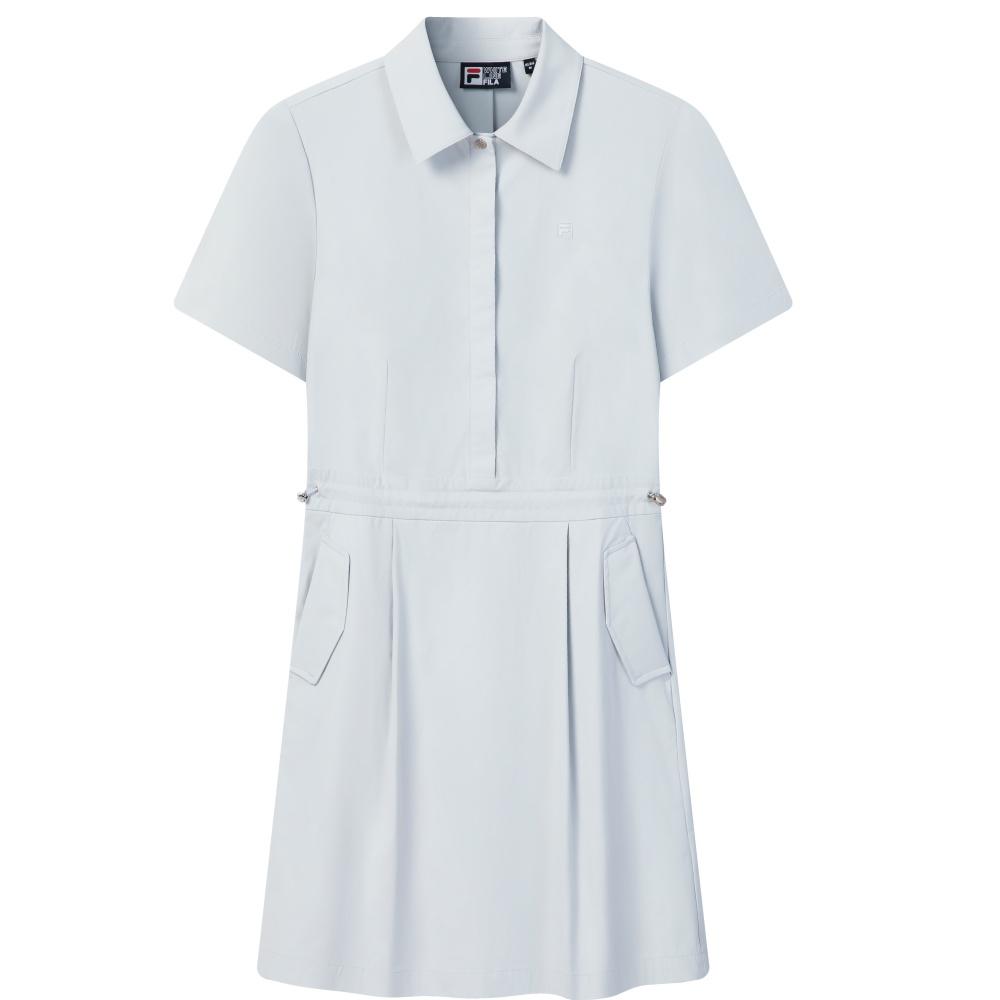 

FILA White Contact Cool Simple Fashion Drawstring Short Sleeve Dress Women dresses Gray F11W623316FGY XL
