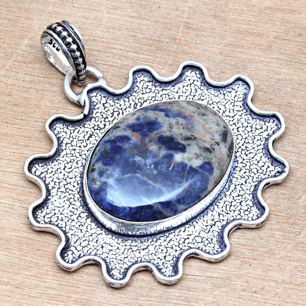 Necklace Sodalite Gemstone Handmade Gift For Her Silver Jewelry 2"