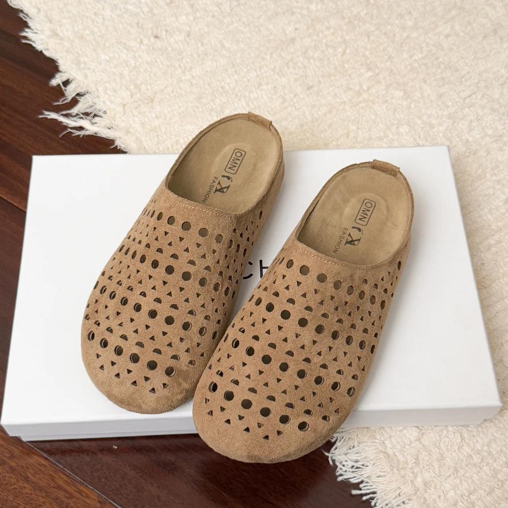 Mode 2025 Wildleder Clogs für Damen Pantoletten Korkfußbett Ausgeschnitten Damenschuhe mit Fußgewölbestütze Mode Rutschfest Outdoor Strand Hausschuhe 26