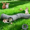 Cat Tunnel Tube Toy Kit Collapsible 2 Way Grey Plush, Pet Tunnels for Indoor Cats, Long Tubes for Puppy, Kitty, Kitten, Rabbit for Playtime &