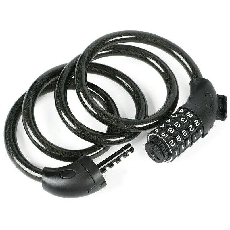 Bike Lock 5 Digit Code Combination Bicycle Security Lock Steel Cable Spiral Bike Cycling Bicycle Lock 120cm Chain Padlock 12mm