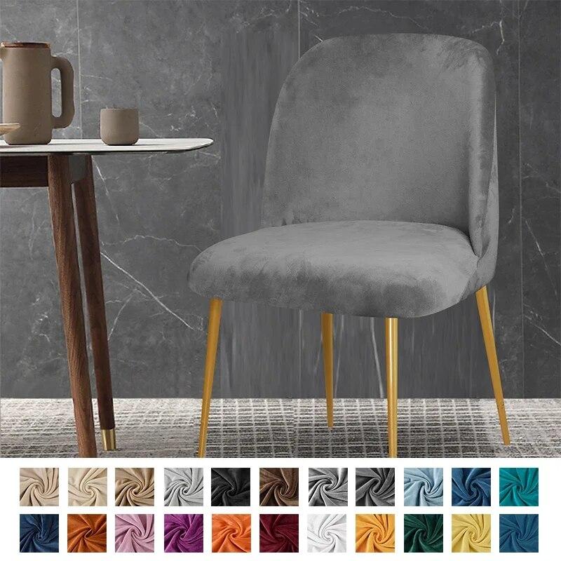 1/2/4/6 Pc Velvet Duckbill Makeup Chair Covers Round Bottom Stool Accent Low Back Dinning Office Chair Slipcover  Seat Cover