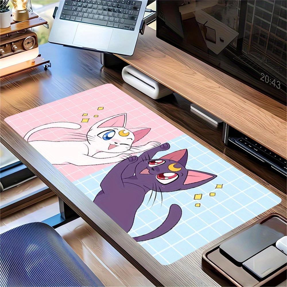 Large Multi-Size Non-Slip Rubber Base Cats, Friendship, Anime Mouse Pad, Stitched Edges Keyboard Desk Mat for School, Office, Home, Gift for