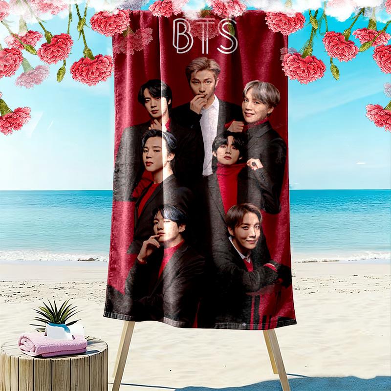 Harmony Diversity: BTS's Global Impact Beach Towel Beach Towel for Vacation Photos Beach Absorbent Bath Towel Seaside Swim Travel and Vacation Towels