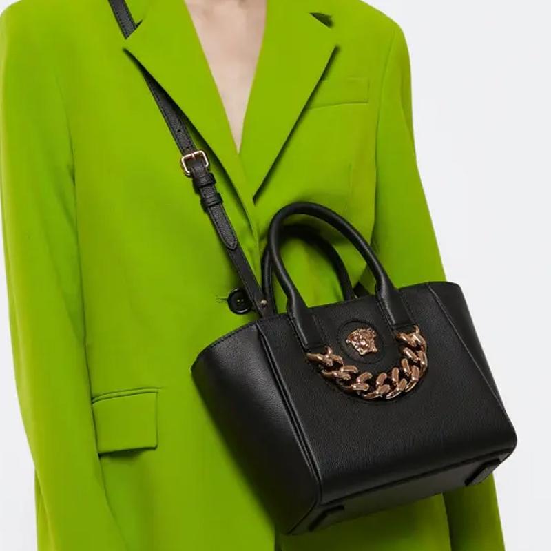 Versace Medusa Logo Kalbsleder Tragetasche Damen Tragetaschen Schwarz 1004460-DVIT2T-1B00V