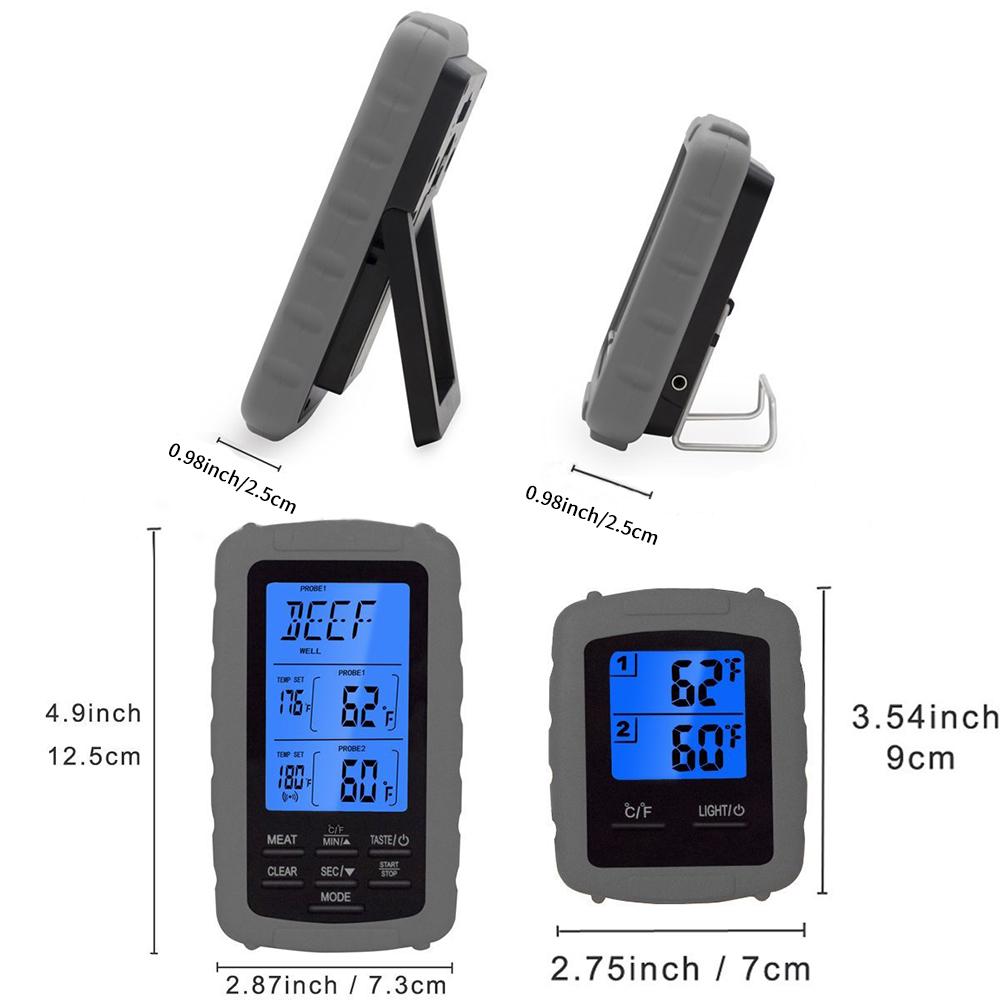 2PCS Wireless Meat Thermometer Food Barbecue Thermometer BBQ Grill Smoker Thermometer Cooking Oven Digital Thermometer