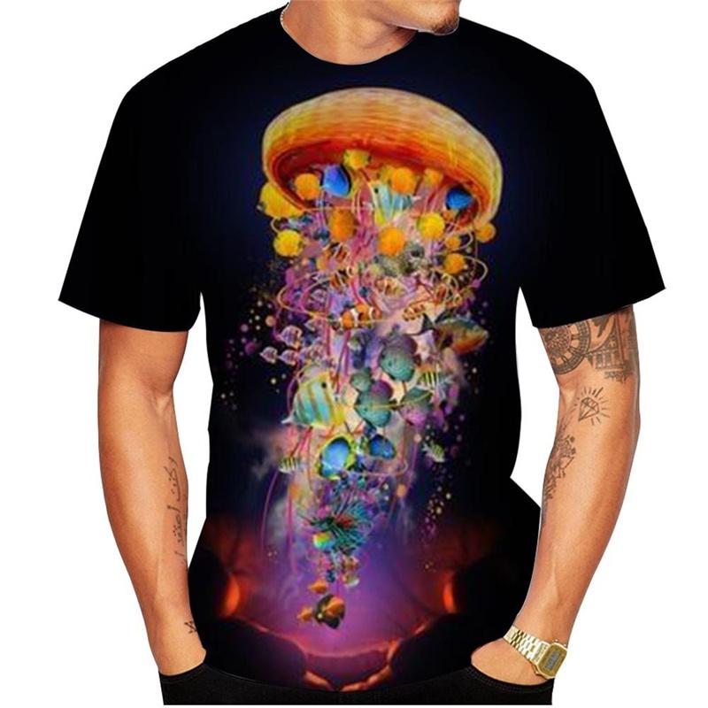 

Футболка с люминесцентной медузой, 3D-принт, графика животных, мужская уличная одежда, топы с коротким рукавом, модные женские летние футболки в стиле Харадзюку 6XL