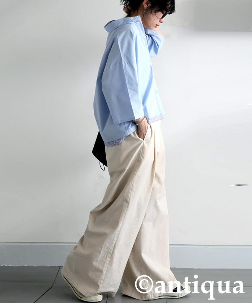 Antiqua Layered Shirt with Color One Size 32 Women's Scheme, 3/4 Sleeves, Blue, PK-01301,