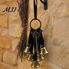 Witch Bells For Door Protection for Knob Protection, Handmade Hanging Unique Rattan Wreath Bell Hanger, Vintage Decorative Boho Home Room Witchy Decor