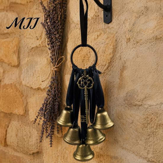Witch Bells For Door Protection for Knob Protection, Handmade Hanging Unique Rattan Wreath Bell Hanger, Vintage Decorative Boho Home Room Witchy Decor