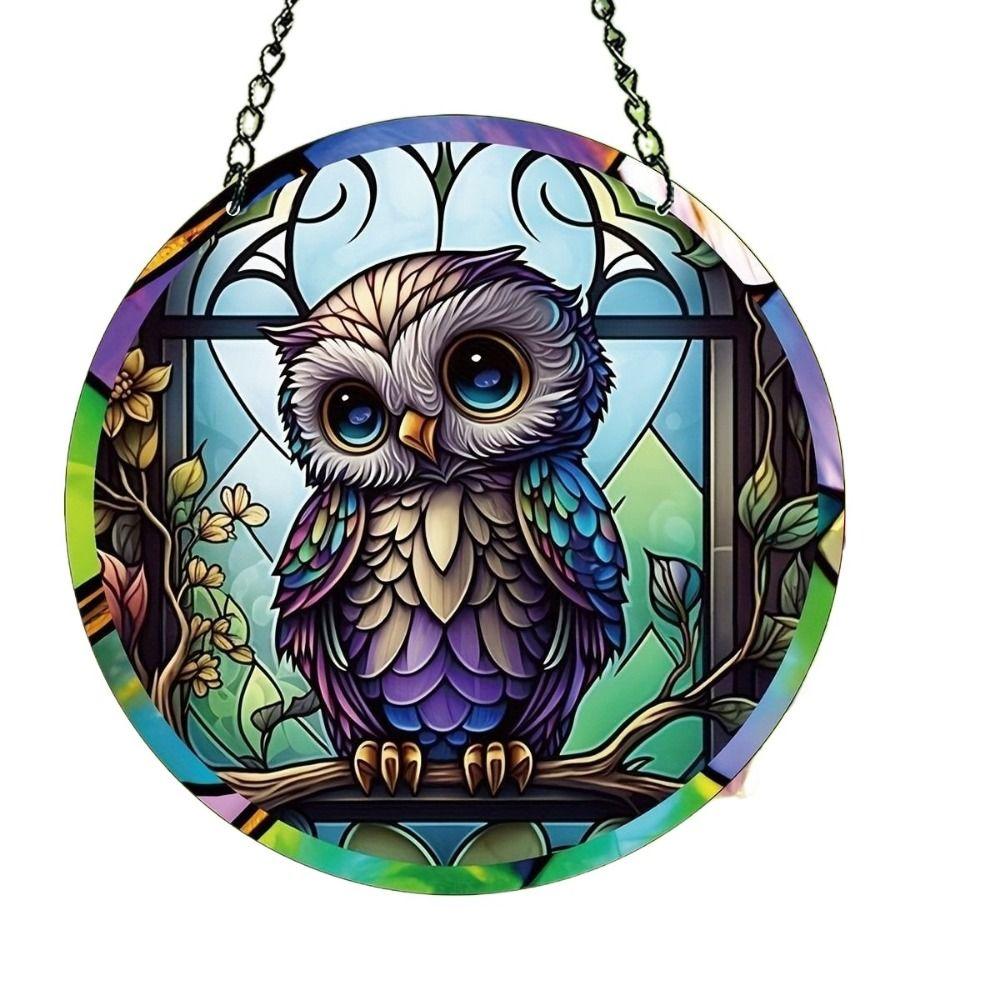 Easy to Install Halloween Owl Hanging Ornaments Painted Design Acrylic Window Pendant  Home