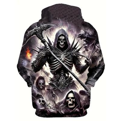 Herren Kapuzenpullover Retro Totenkopf 3D Druck Kapuzenpullover Frühling Langarm Hoodie Übergroße Kleidung Fashion Street Sportshiort