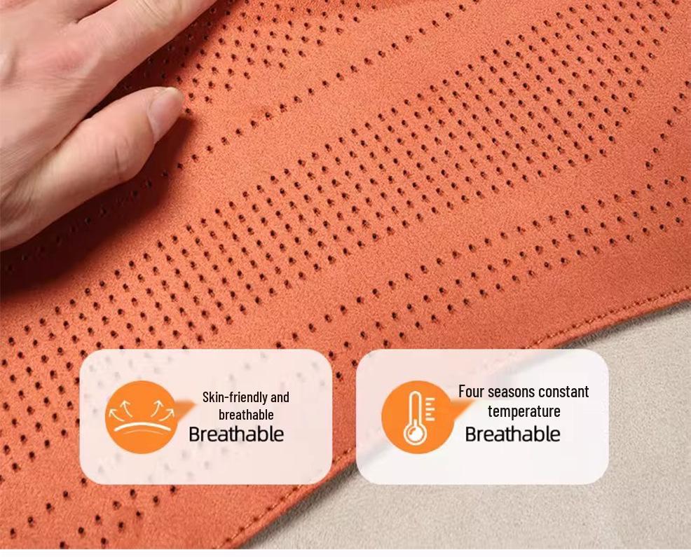 Idealna Uniwersalna Poduszka na Siedzenie Samochodowe z Zamszu L6L7 – Oddychająca, Perforowana, Cztery Pory Roku z Osłoną